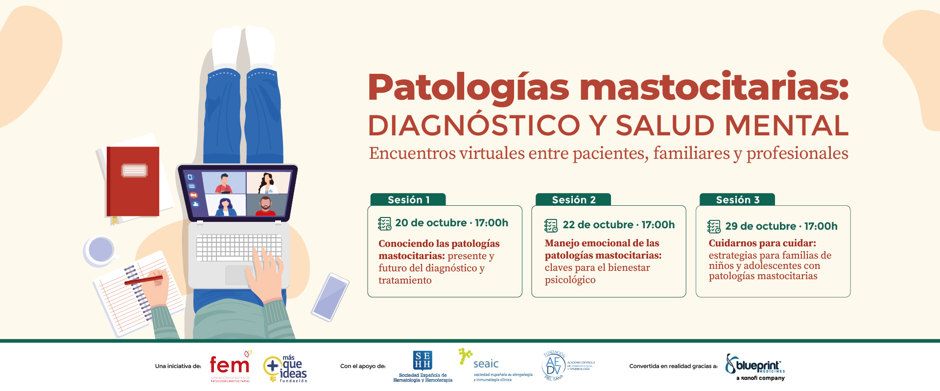 Cabecera sección web del ciclo de encuentros virtuales sobre patologías mastocitarias